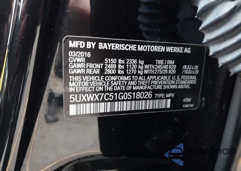 2016 BMW X3 xDrive35I z USA, uszkodzony, nr VIN 5UXWX7C51G0S18026